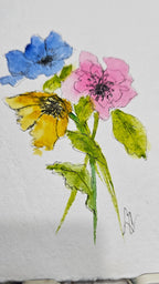 Florals (set of 3) Watercolor Cards (5x7) With Envelope