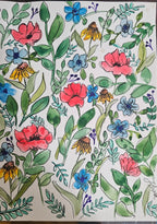 Florals (set of 3) Watercolor Cards (5x7) With Envelope